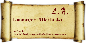 Lamberger Nikoletta névjegykártya